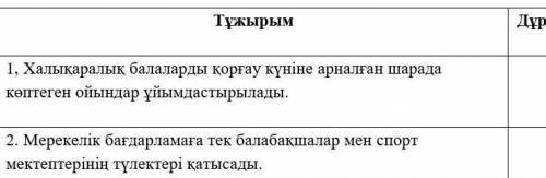 Тұжырымның дұрыс нұсқасын 《+》белгісімен көрсет ​