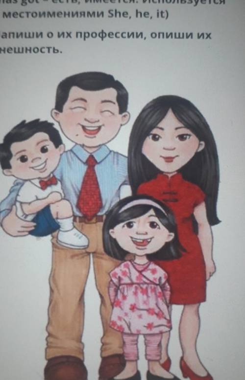 Describe this family and use Have gotlhas got, tall, small, young, old, happy,frіеndlу.Write their p