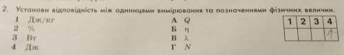 Установи відповідальність між одиницями вимірювання та позначення фізичних величин