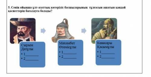 сенің ойыңша ұлт- азаттық көтеріліс басшыларының тұлғасын ашатын қандай қасиеттерін бағалауға болады