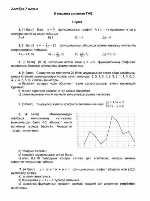 Алгебра 7сынып ТЖБ 2тоқсан керек ед Аллах разылығы үшін... ​