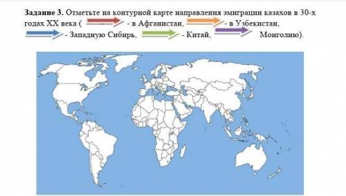 отметьте на контурной карте направление ​