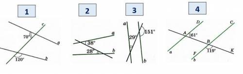 1. На каком из рисунков прямые параллельны. В ответ запишите номера соответствующих рисунков.