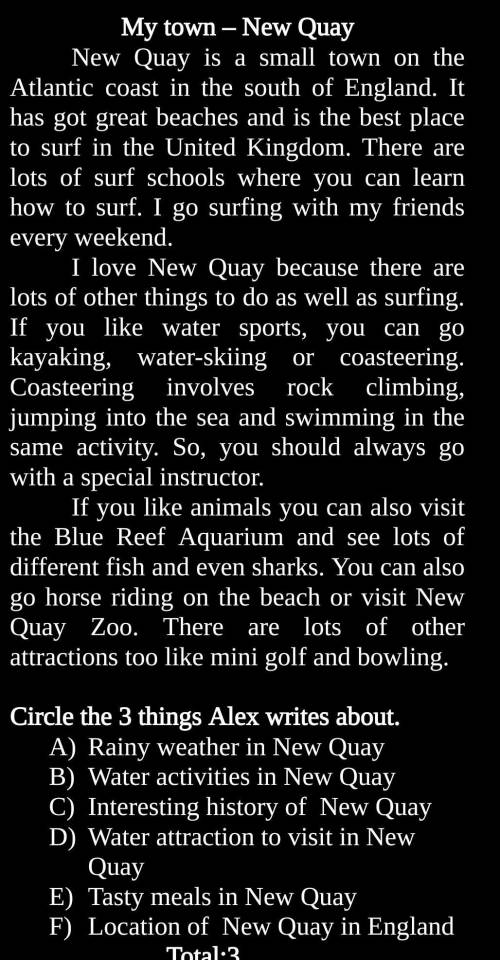 Reading Task.1Read the text about Alex’s hometown.My town – New QuayNew Quay is a small town on the