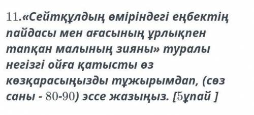 Сейітқұлдың өміріндегі еңбектің пайдасы мен ағасының ұрлықпен тапқан малының зияны туралы негізгі ой