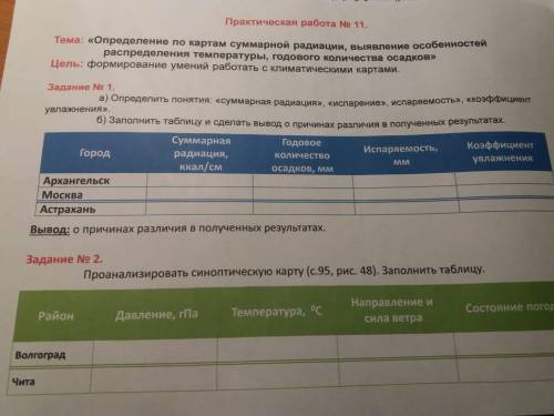 Практическая работа по географии,тема:иопределение по картам суммарной радиации,выявление особенност