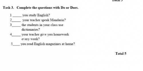 Complete the questions with Do or Does​