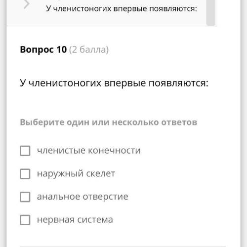 Что в первые появляется у членистоногих?