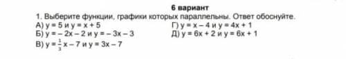 Выберите функции графики которых параллельны обоснуйте ответ ​