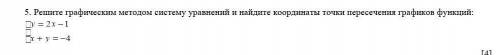 Решите графическим методом систему уравнений и найдите координаты точки пересечения графиков функций