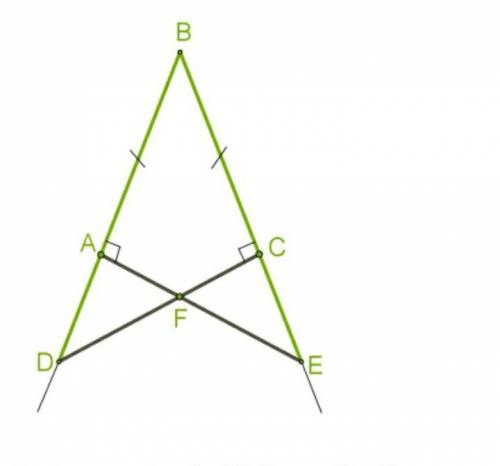 На сторонах угла ∡ ABC точки A и C находятся на равных расстояниях от вершины угла BA=BC. Через эти
