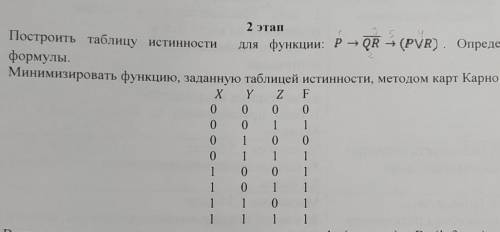 1 и 21.построить таблицу и определить её вид формулы.2.Минимизировать функцию,заданную таблицей исти