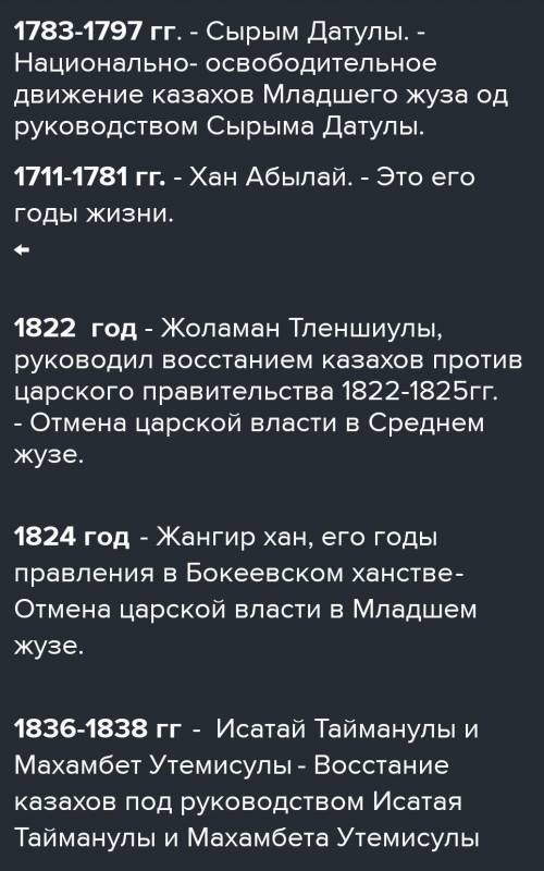 Тема: «Казахское ханство в XVIII веке» Задание № 1 С какими событиями связаны следующие даты? 1731