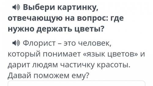 Выбери картинку отвечающий на вопрос :где нужно держать цветы!?