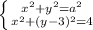 \left \{ {{x^{2} + y^{2} = a^{2} } \atop {x^{2} + (y-3)^{2} = 4}} \right.