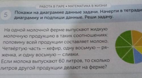 5 РАБОТА В ПАРЕ • МАТЕМАТИКА В ЖИЗНИПокажи на диаграмме данные задачи. Начерти в тетрадидиаграмму и