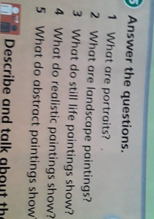 25 Answer the questions. с1 What are portraits?2 What are landscape paintings?3 What do still life p