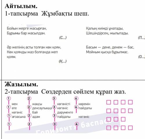 Айтылым.3-тапсырма Сызба бойынша сөйлемдер құрап айт.