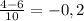 \frac{4-6}{10} = -0,2