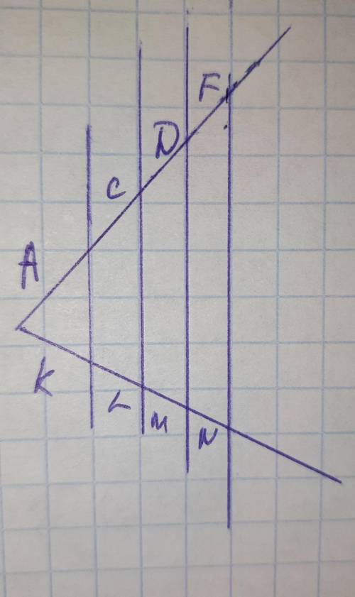 BK параллельно CF параллельна D M параллельно FN равно KL равно LM равно MN равно 4 см AD равно 9 см