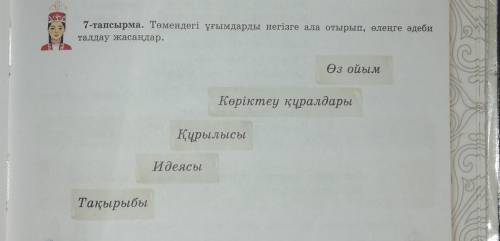 7 - тапсырма . Төмендегі ұғымдарды негізге ала отырып , өлеңге әдеби талдау жасаңдар . Өз ойым Көрік