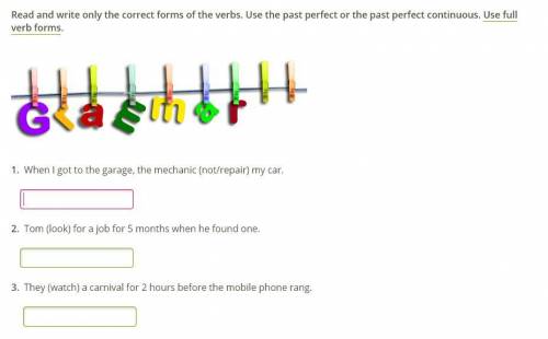 Read and write only the correct forms of the verbs. Use the past perfect or the past perfect continu