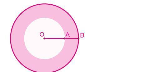 Даны два круга с общим центром O. Площадь меньшего круга равна 48 см². Отрезок AB = 2 см. Значение ч