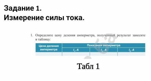 Определите цену деления амперметра, полученный результат занесите в таблицу:​