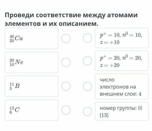 Характеристика элемента по положению в периодической системе Проведи соответствие между атомами элем