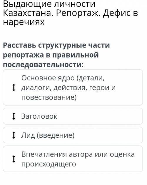 Выдающие личности Казахстана. Репортаж. Дефис в наречиях Основное ядро (детали, диалоги, действия, г