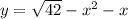 y = \sqrt{42} - {x}^{2} - x