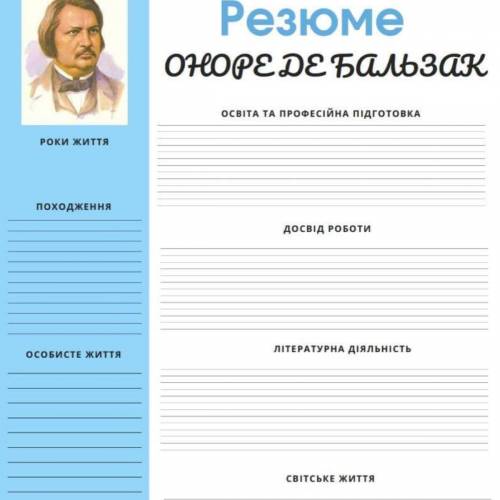 заполнить резюме Оноре де Бальзак