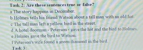 ‼️‼️‼️‼️‼️‼️Task 2: Are these sentences true or false? a The story happens in December.b Holmes tell