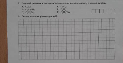 Розташуй речовини в послідовності одержання натрій етаноляту з кальцій карбіду