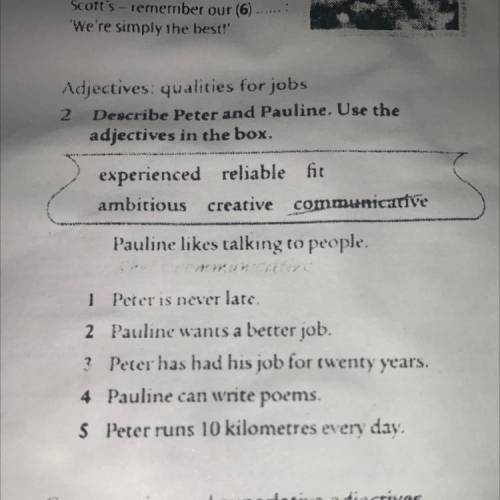 Adjectives: qualities for jobs 2 Describe Peter and Pauline. Use the adjectives in the box. experien