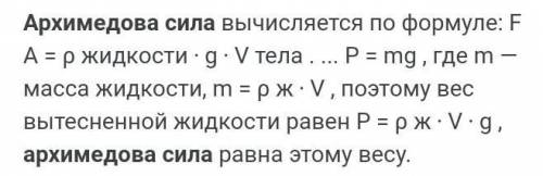 Конспект на тему Архимедова сила ​