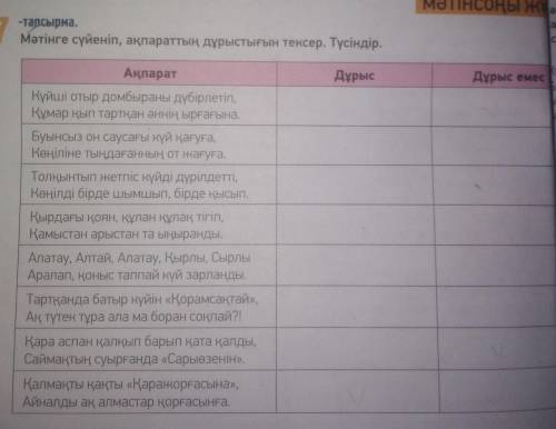 Мәтінге сүйеніп, ақпараттың дұрыстығын тексер. Түсіндір дай правильный ответ. И очень быстро ​