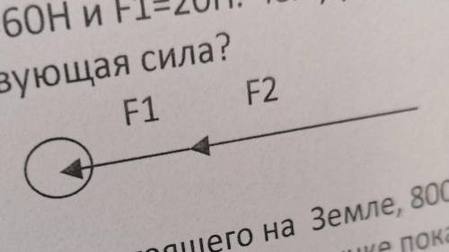 2.На шар действуют две силы, показанные на рисунке: F2=6OH и F1=20. Чему равна ихравнодействующая си