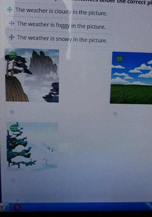 * The weather is cloudy in the picture. The weather is foggy in the picture.The weather is snowy in