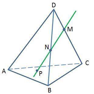 Точка Р лежит на прямой МN. Назовите плоскость, которой принадлежит точка Р. А) АВС В) DBC С) DAB D)