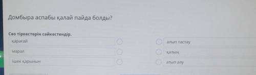 Домбыра аспабы қалай пайда болды? Сөз тіркестерін сәйкестендір.қарағайалып тастаумаралқалыңішек қары