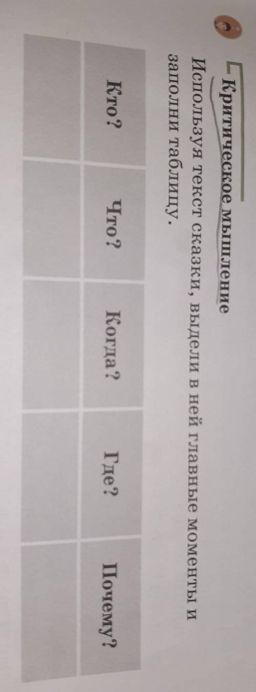 Использую текст сказки СНЕЖНАЯ КОРОЛЕВА , выдели в ней главные моменты и заполни таблицу Кто?что?ког