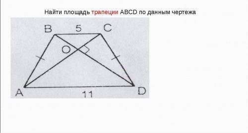 Найди площадь трапеции ABCD￼￼ по данным чертежа