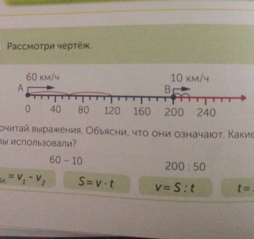 Расмотри чертёж. Прочитай выражения. Объясни, что они означают. Какие формулы использовали? 60-10. 2
