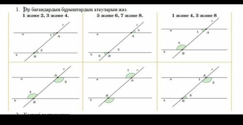 Әр бағанадағы бұрыштардың атауларын жаз​