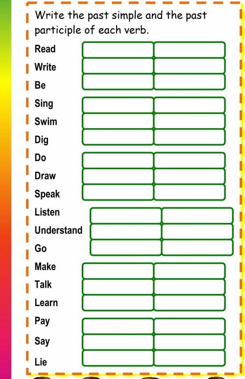 Write the past simple and the past participle of earch verb ​