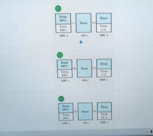 Выбери верный рисунок согласно условию задачи. К 500 г 10%-го раствора вещества добавили 100 г воды.