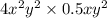 4 {x}^{2} {y}^{2} \times 0.5x {y}^{2}