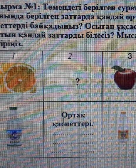 Төменде берілген суреттің 1,3 бағанында берілген заттарда қандай ортақ қасиеттерді байқадыңыз? Осыға