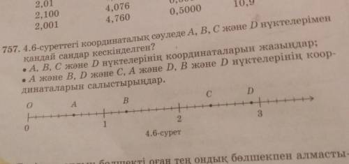 4, 760 757. 4.6-суреттегі координаталық сәуледе А, В, С және D нүктелеріменқандай сандар кескінделге